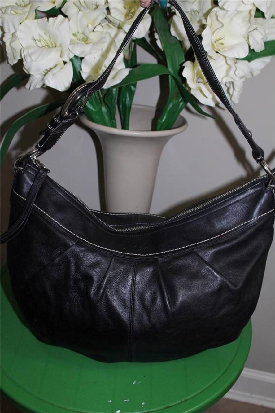 COACH y2k Soho Pleated Large Hobo Bag Handbag in Black Leather F13731(3000